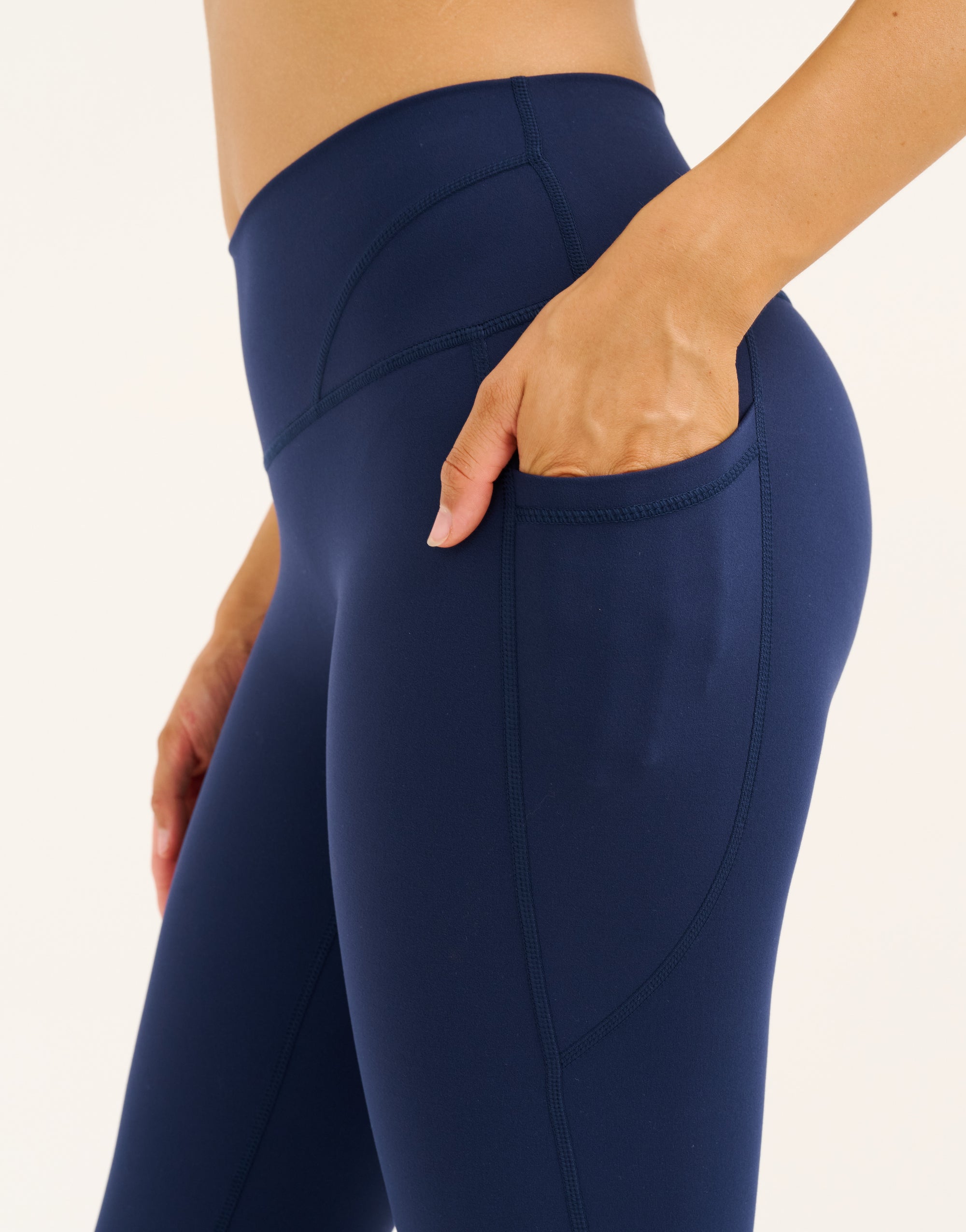 Lycra Invisible Scrunch Pocket Flare Leggings - Navy