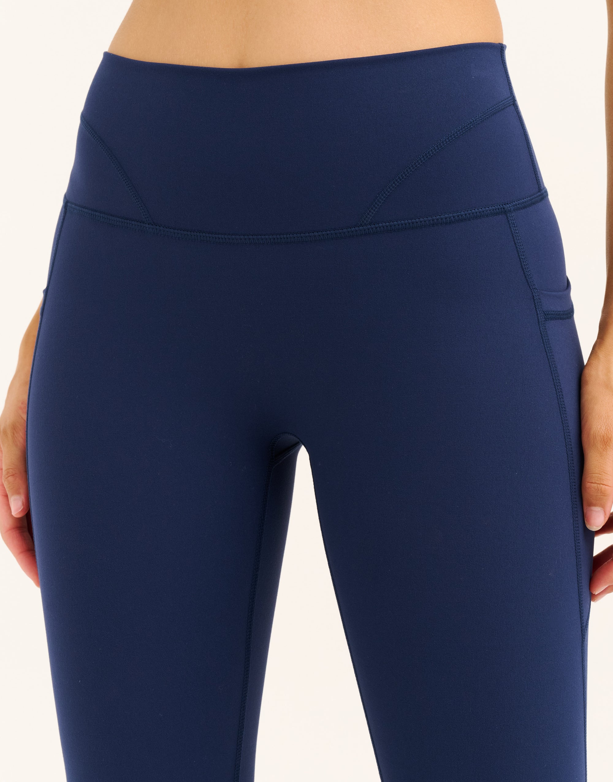 Lycra Invisible Scrunch Pocket Flare Leggings - Navy