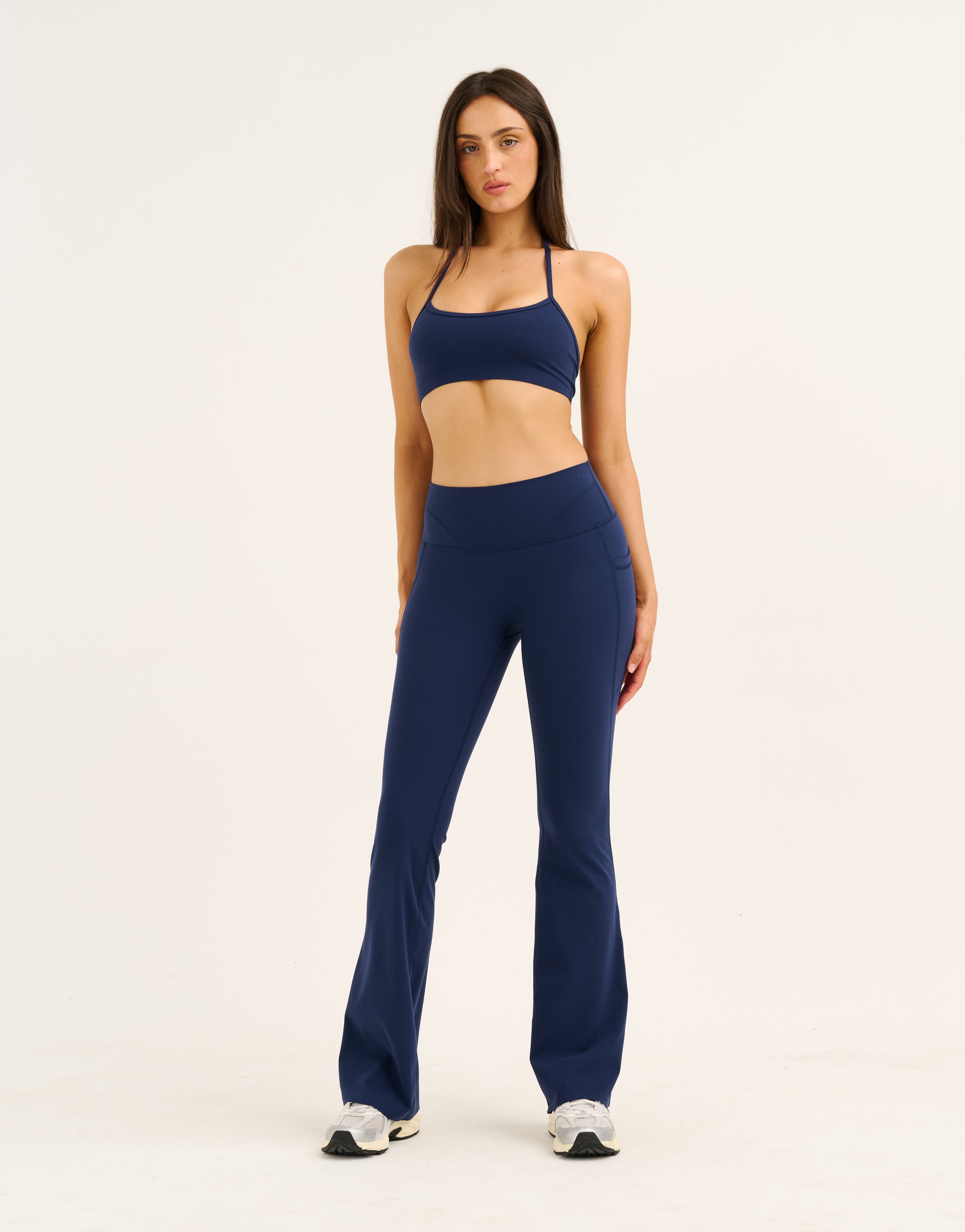 Lycra Invisible Scrunch Pocket Flare Leggings - Navy
