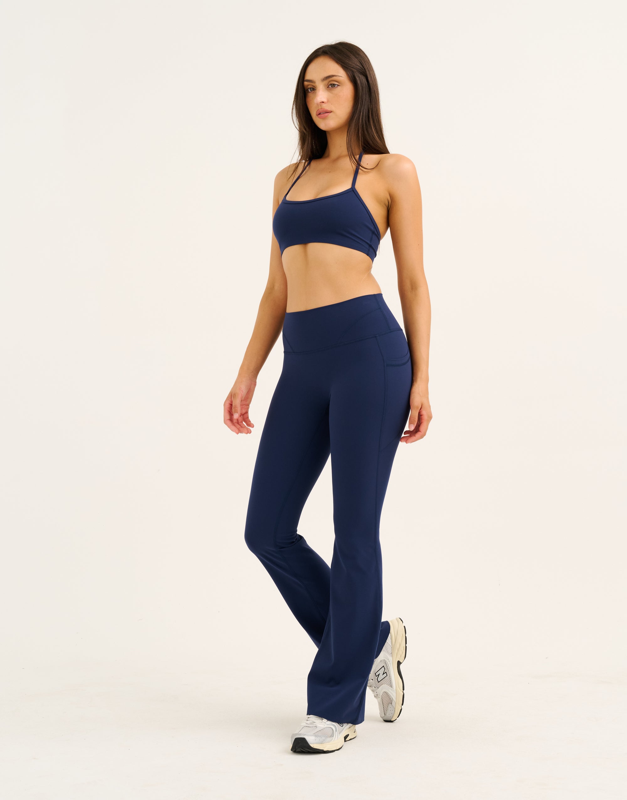 Lycra Invisible Scrunch Pocket Flare Leggings - Navy