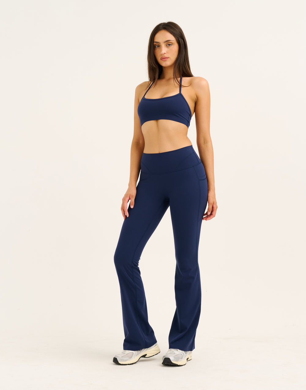 Lycra Invisible Scrunch Pocket Flare Leggings - Navy