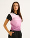 Club V Neck Crop Tee - Lilac