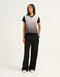 Club V Neck Crop Tee - Black
