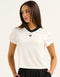 Club V Neck Crop Tee - White