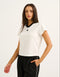 Club V Neck Crop Tee - White