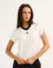 Club V Neck Crop Tee - White