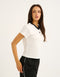 Club V Neck Crop Tee - White