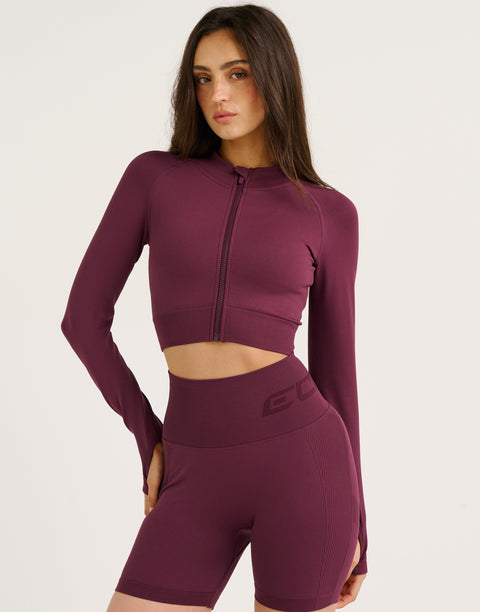 Arise Essential Zip-Up Long Sleeve - Blackberry