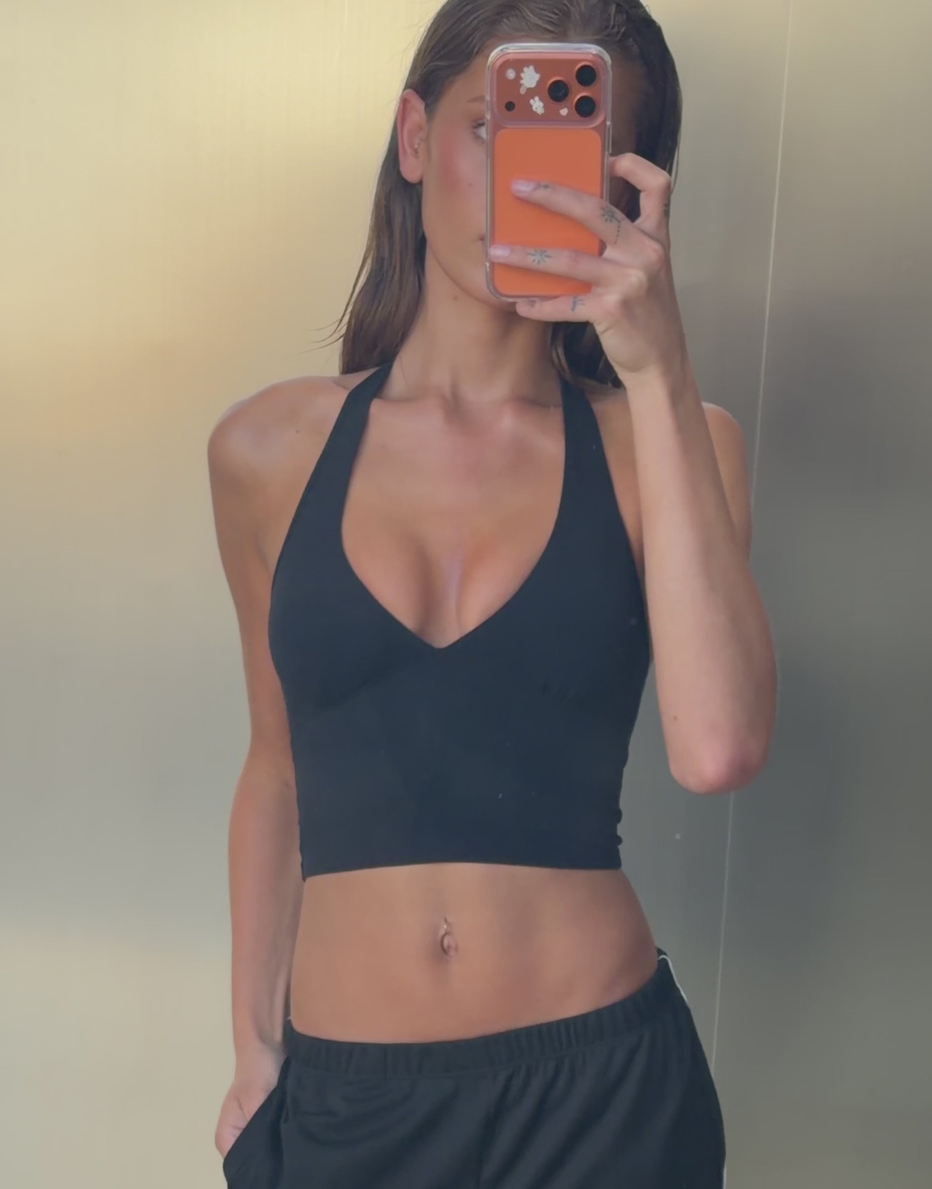 Lycra Halter Tank - Black
