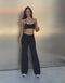 Lycra Wide Leg Pant - Black
