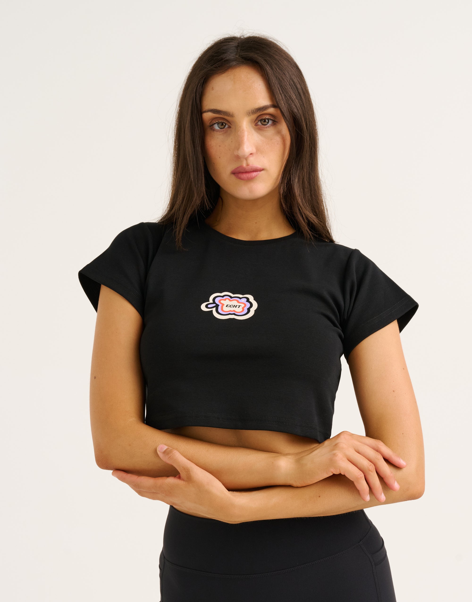 Cloud Cropped Tee - Black