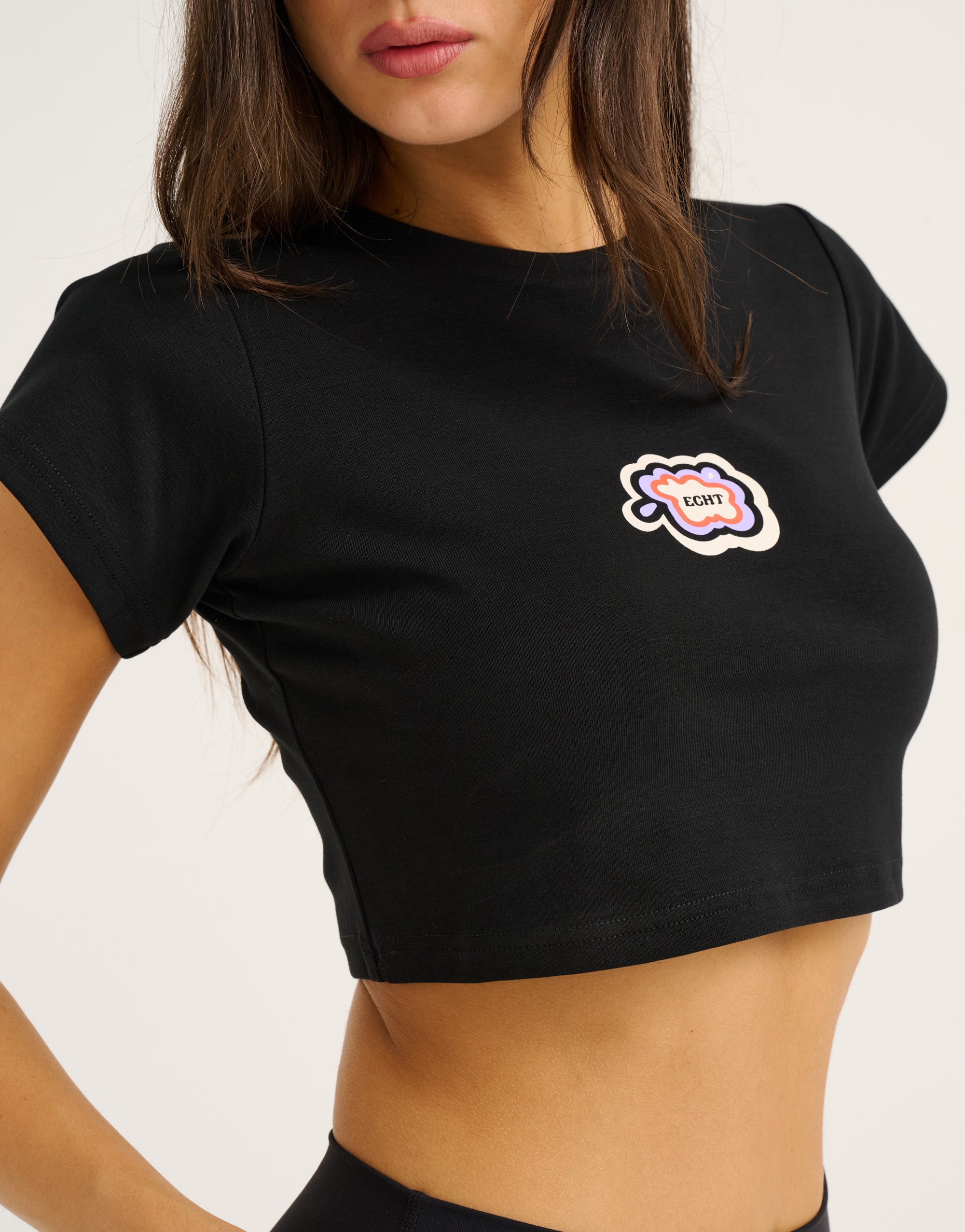 Cloud Cropped Tee - Black