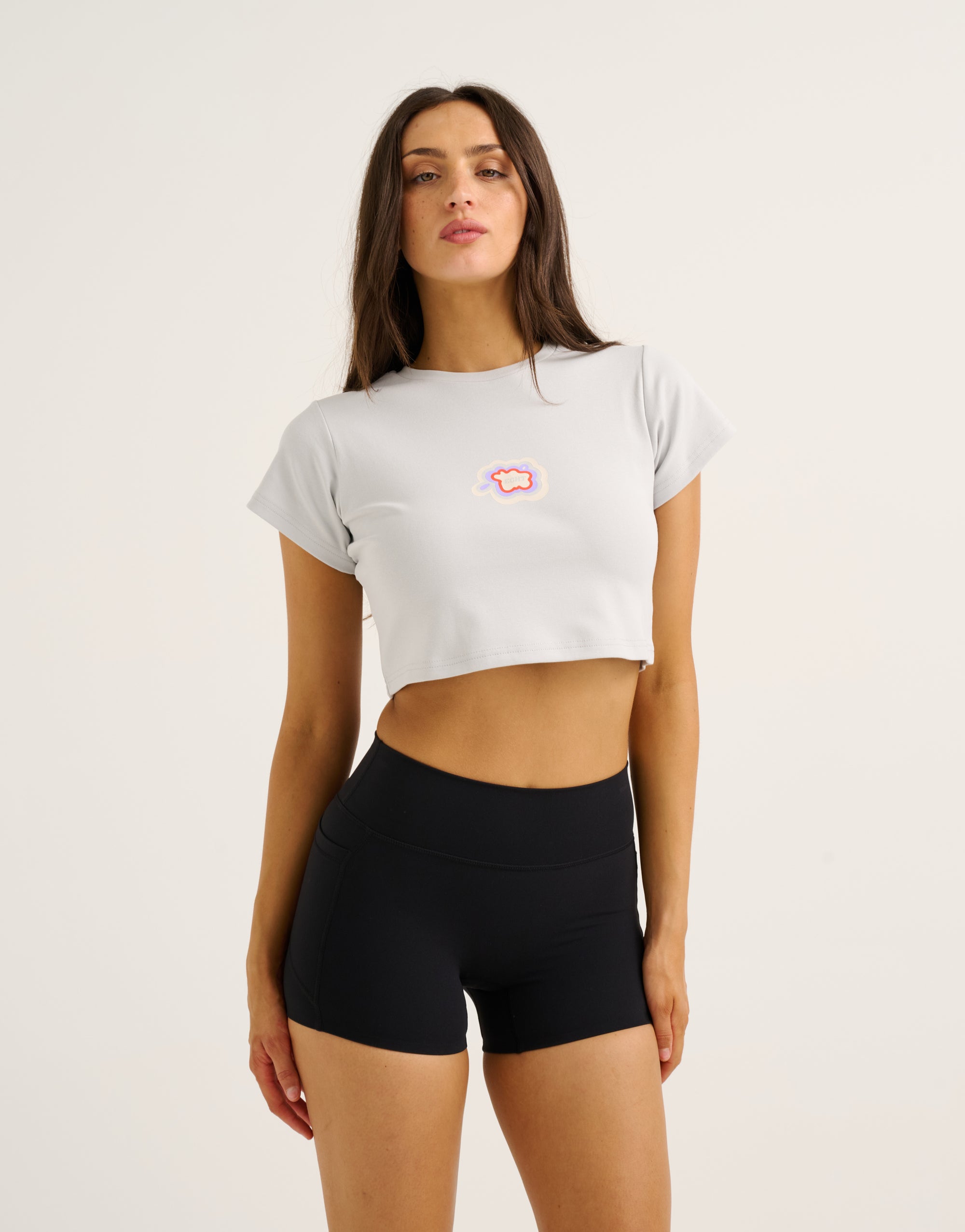 Cloud Cropped Tee - Micro Grey