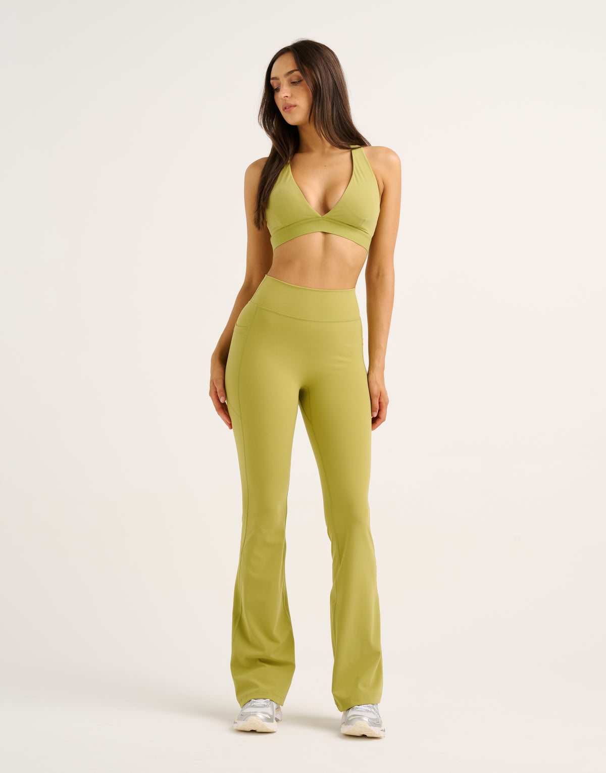Flare Lycra Pocket Leggings - Olive