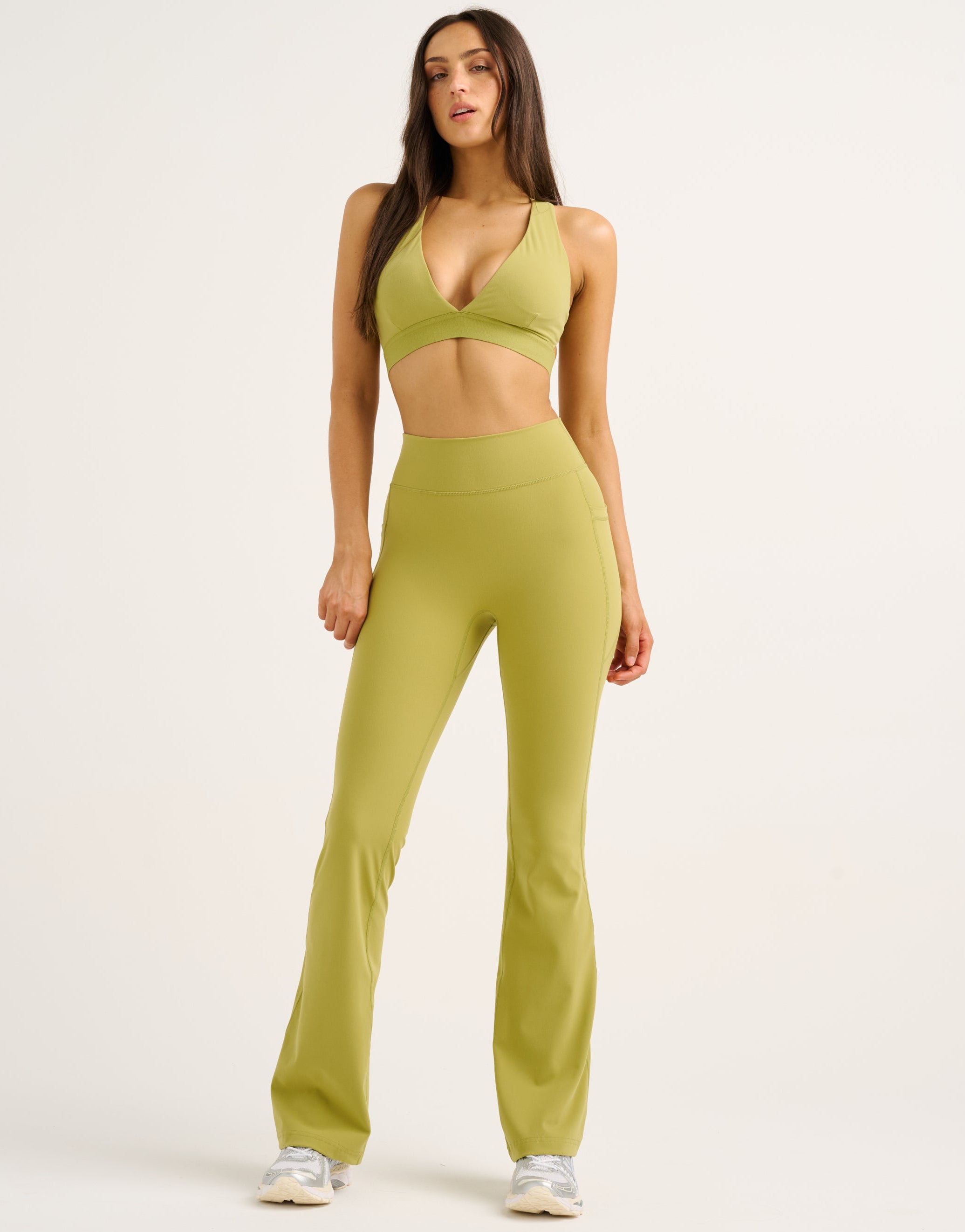 Flare Lycra Pocket Leggings - Olive