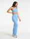 Flare Ribbed Leggings - Blue