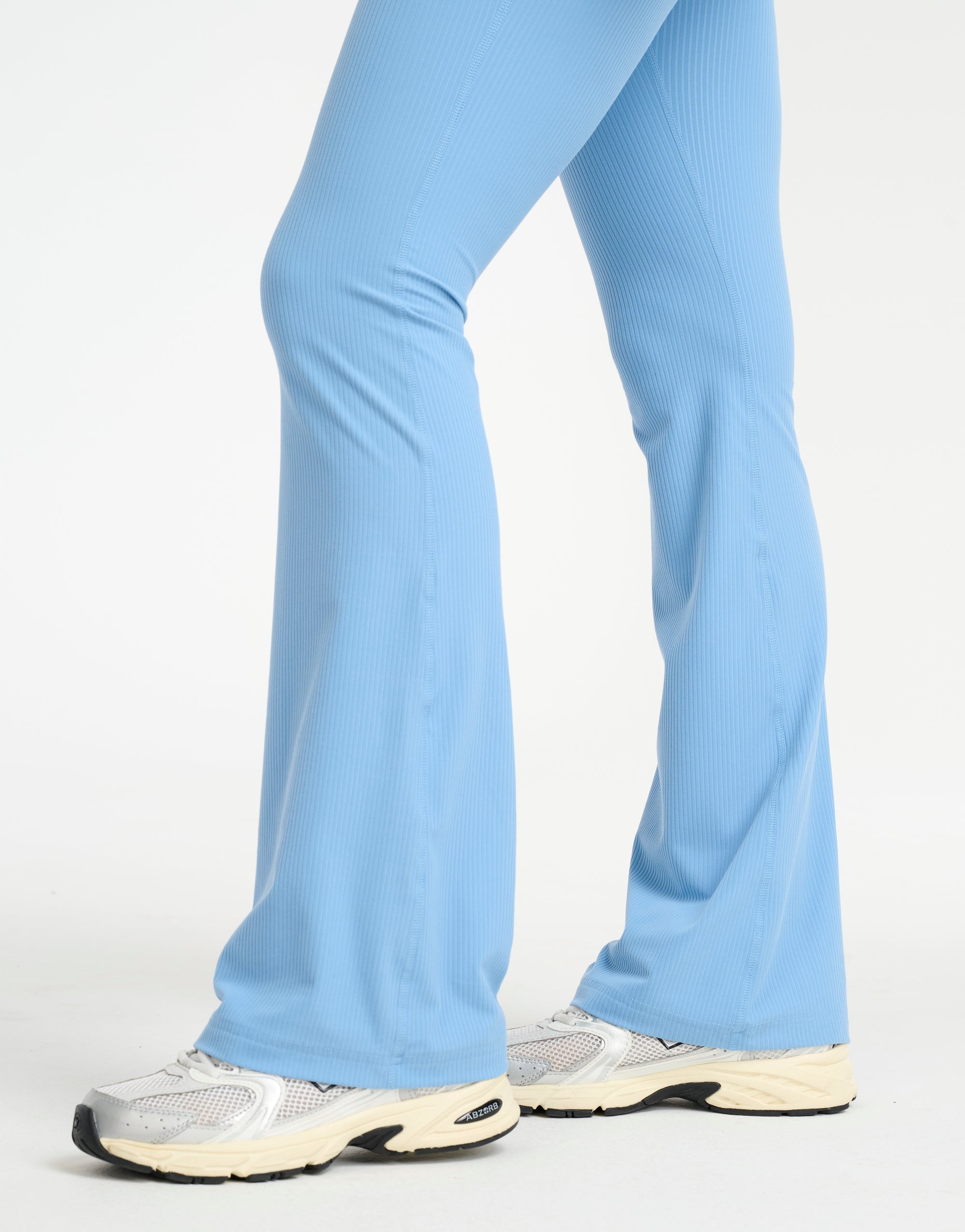 Flare Ribbed Leggings - Blue