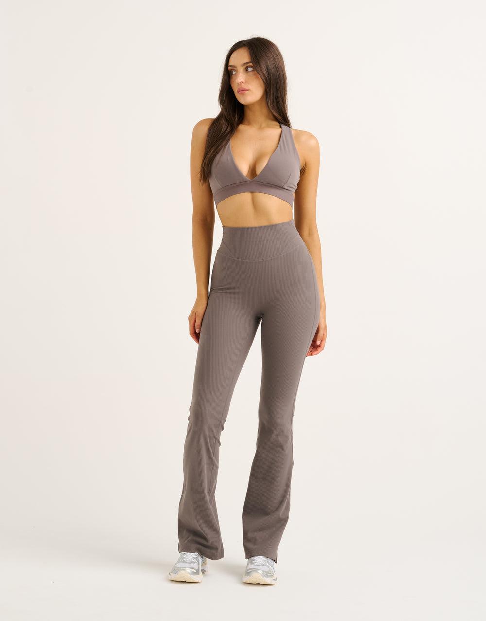 Flare Ribbed Leggings V2 - Slate Grey