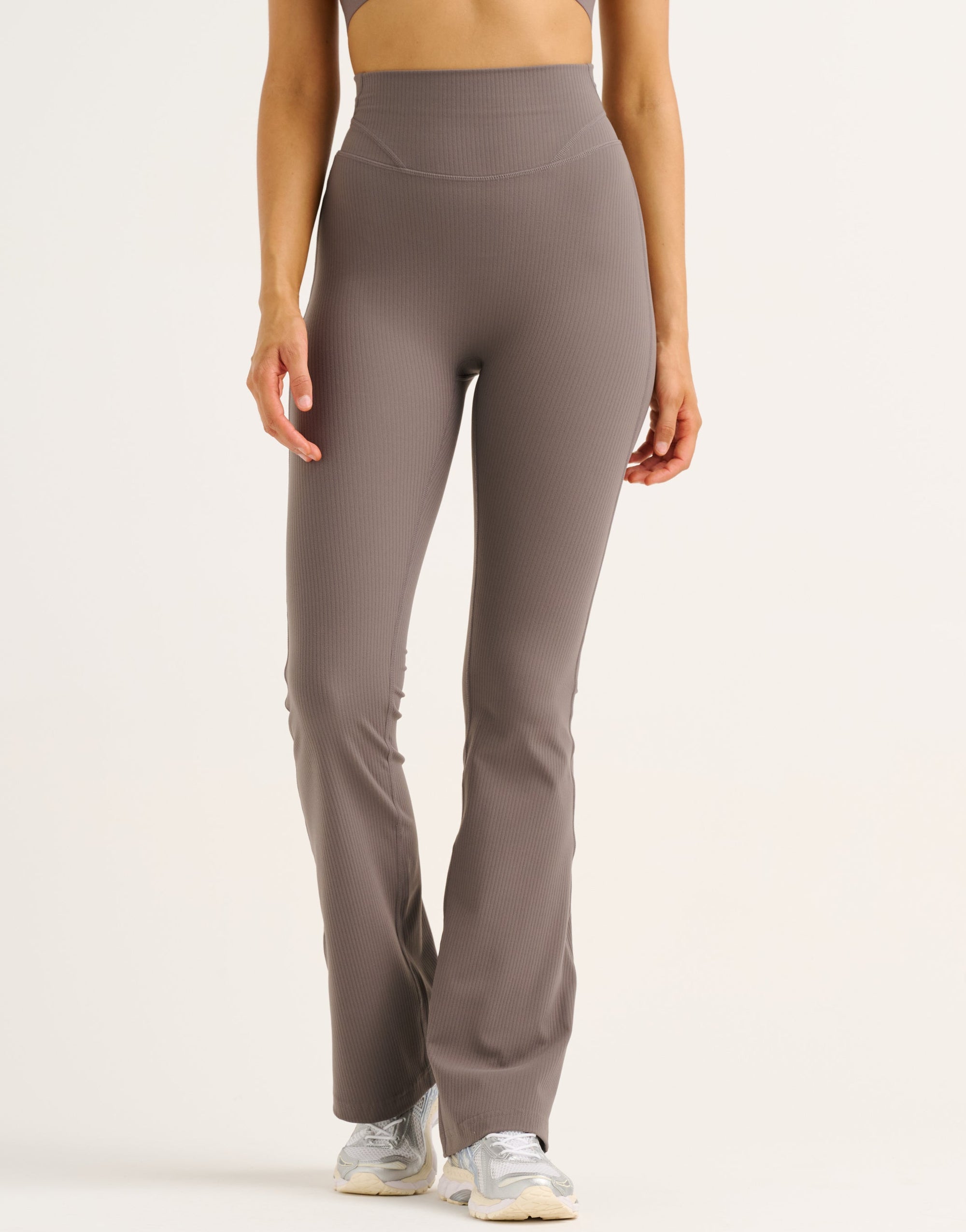 Flare Ribbed Leggings V2 - Slate Grey