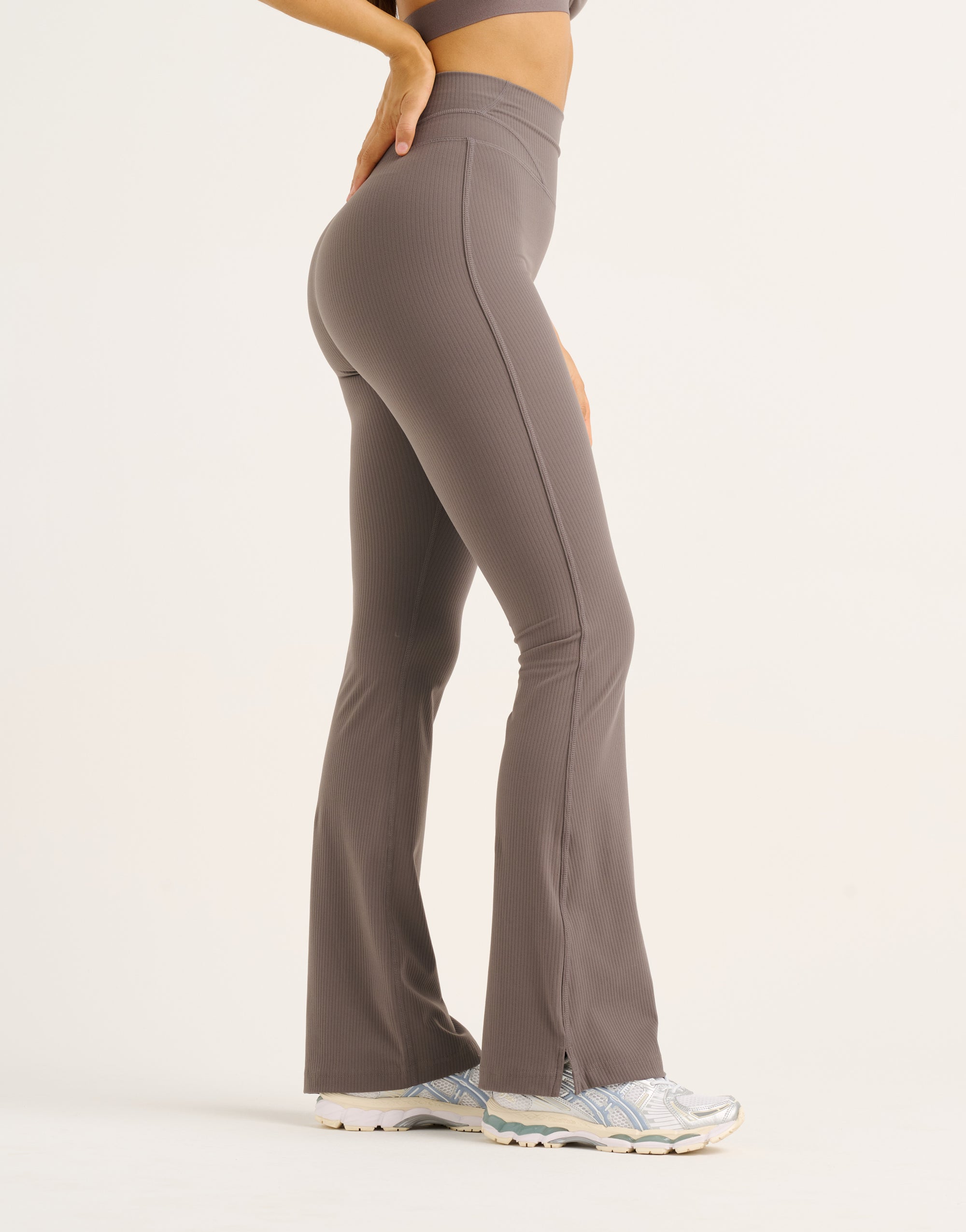 Flare Ribbed Leggings V2 - Slate Grey