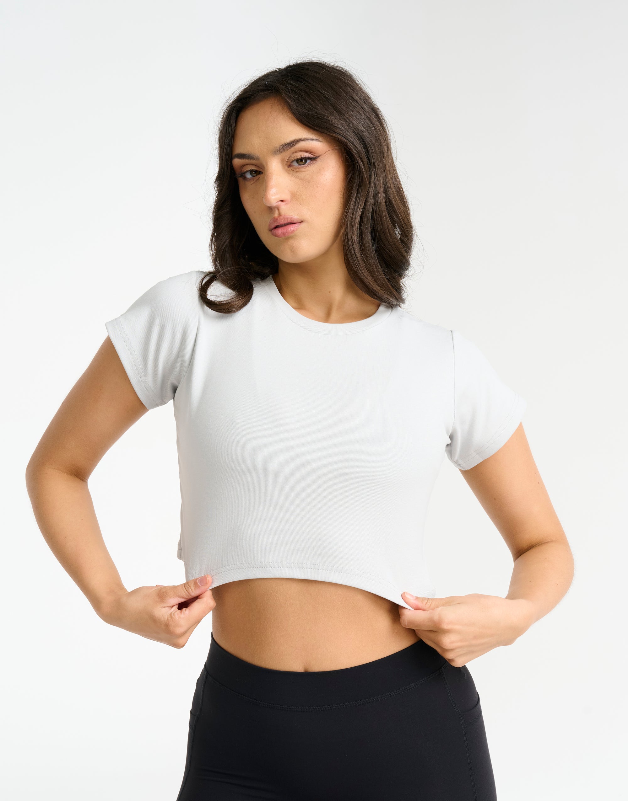 Futura Cropped Tee - Micro Grey