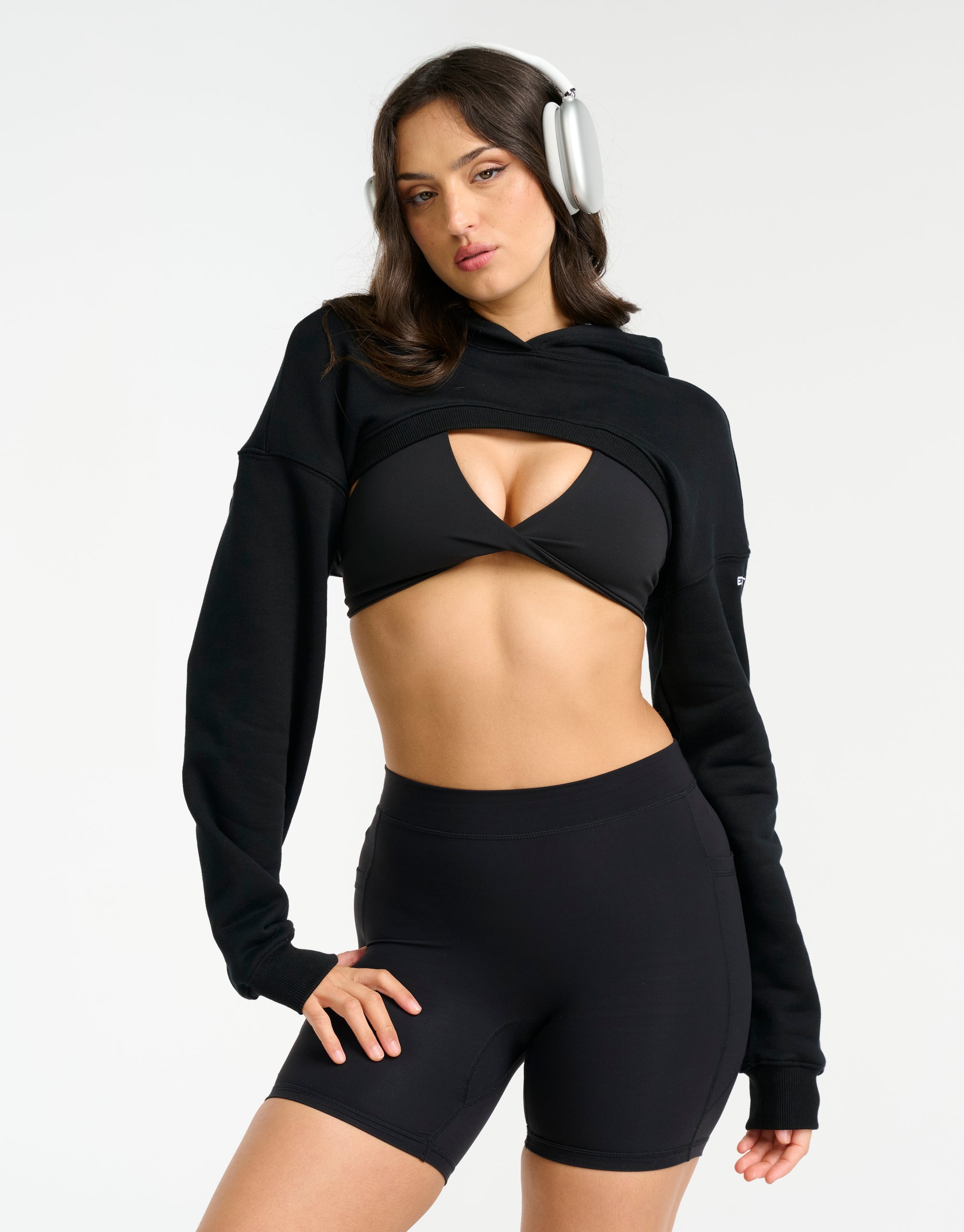 Glory High Cut Hoodie - Black