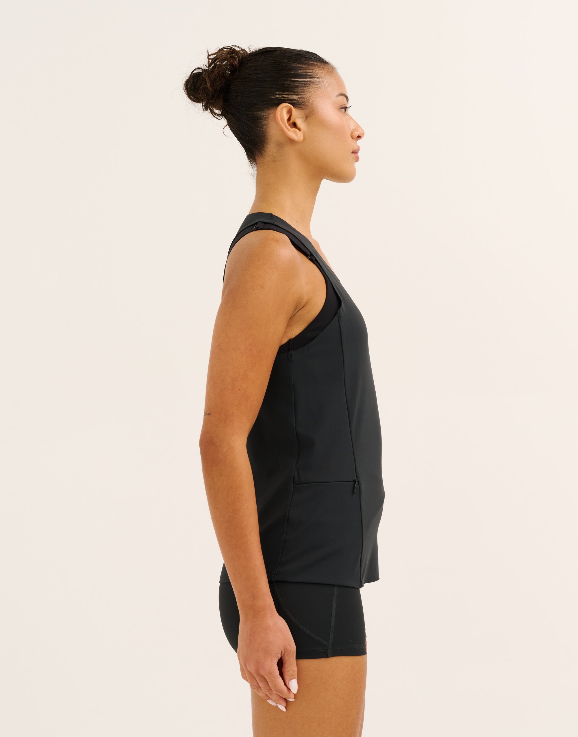 Nova Lycra® Pocket Racer Tank - Phantom Black