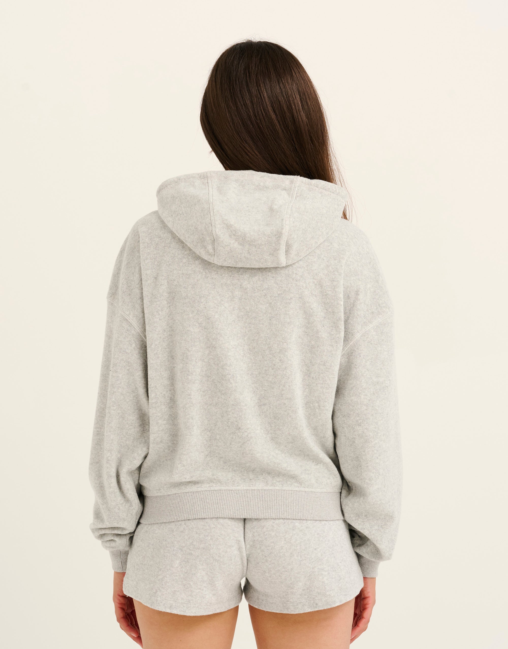 Terry Zip Up Hoodie - Grey Marle