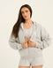 Terry Zip Up Hoodie - Grey Marle